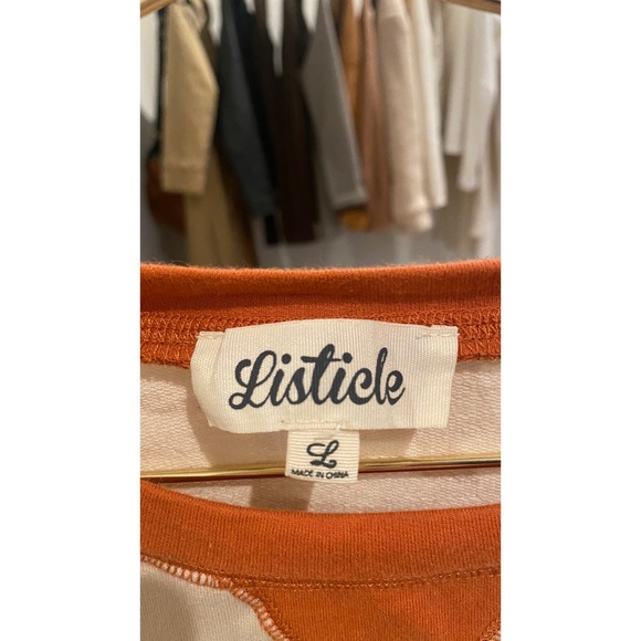 Sunkissed Coconut Listicle Color-block Retro Long Sleeve in Orange + Blue - Picture 5 of 5